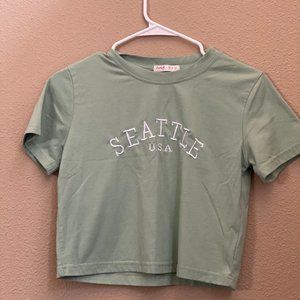 ROMWE Mint Green Cropped Seattle Tee